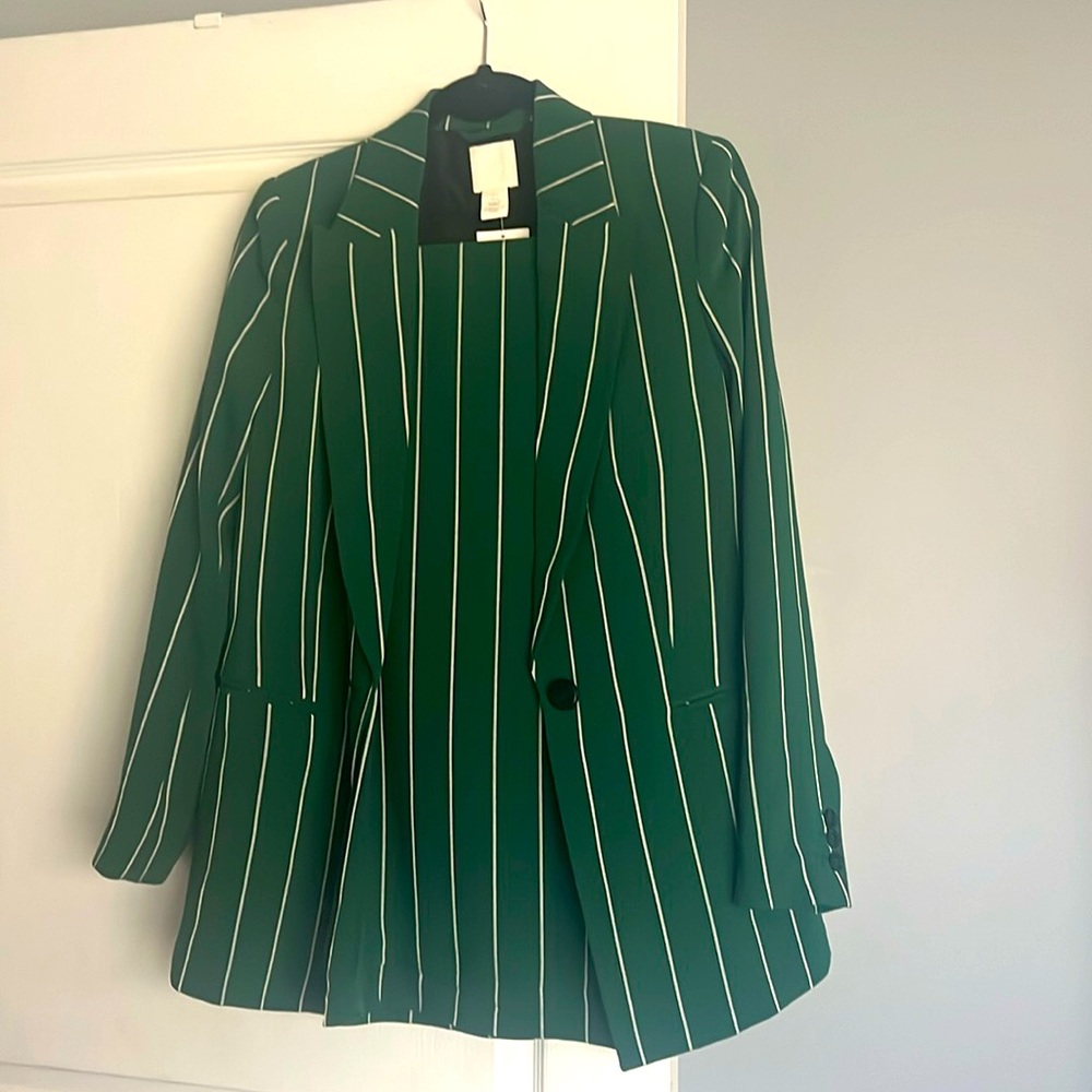 Green striped suit